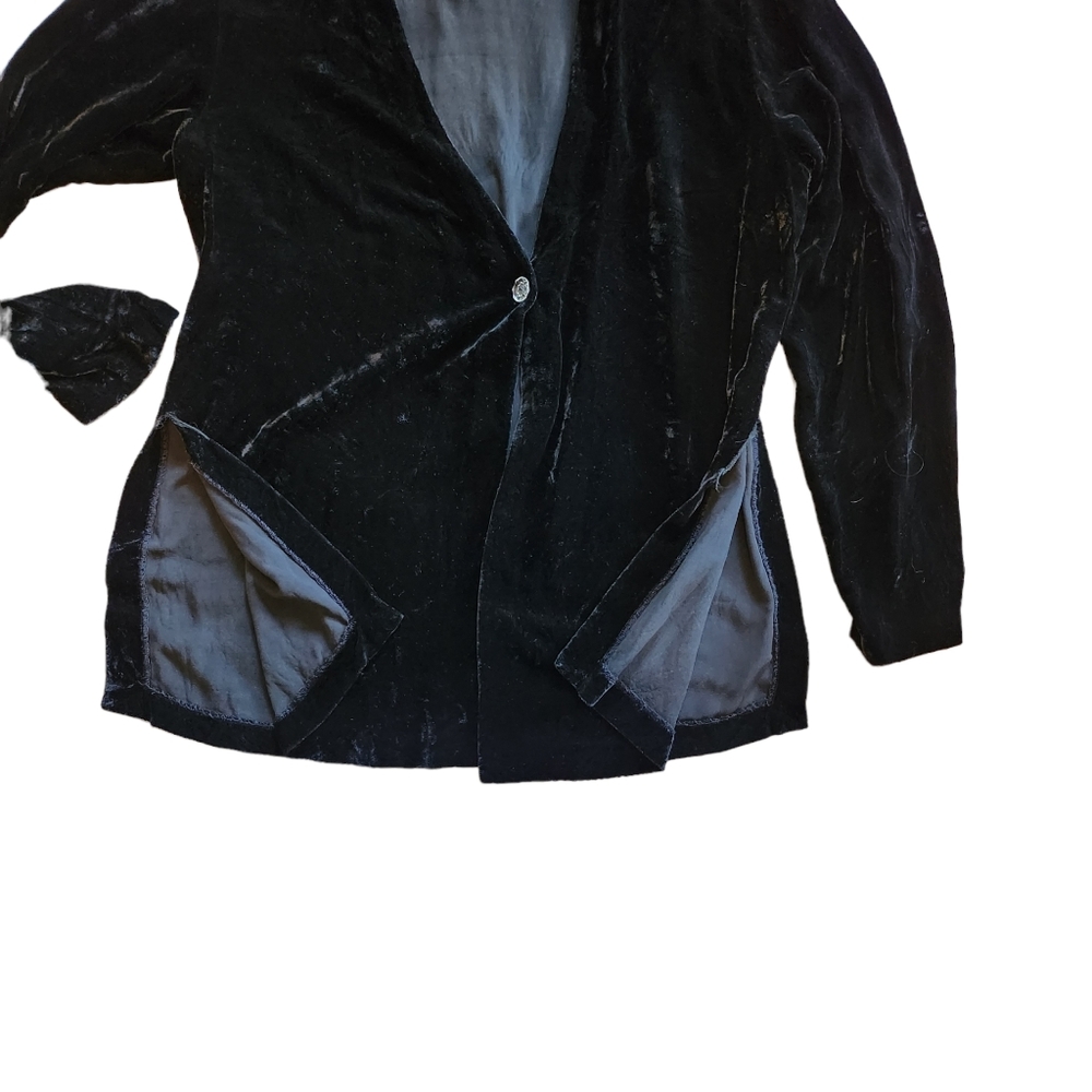 Eileen Fisher Womens Velvet One Button Cardigan Black Size Medium A37 - Picture 2 of 7